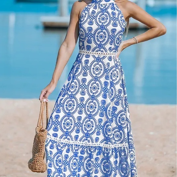 CUPSHE Halterneck Sleeveless Midi Dress Size XL - Picture 1 of 6